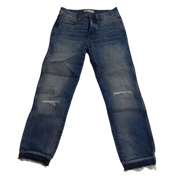 Madewell 9" High Rise Skinny Jeans Women Size 26 Rip New York Wash Denim K1868 - Picture 1 of 15